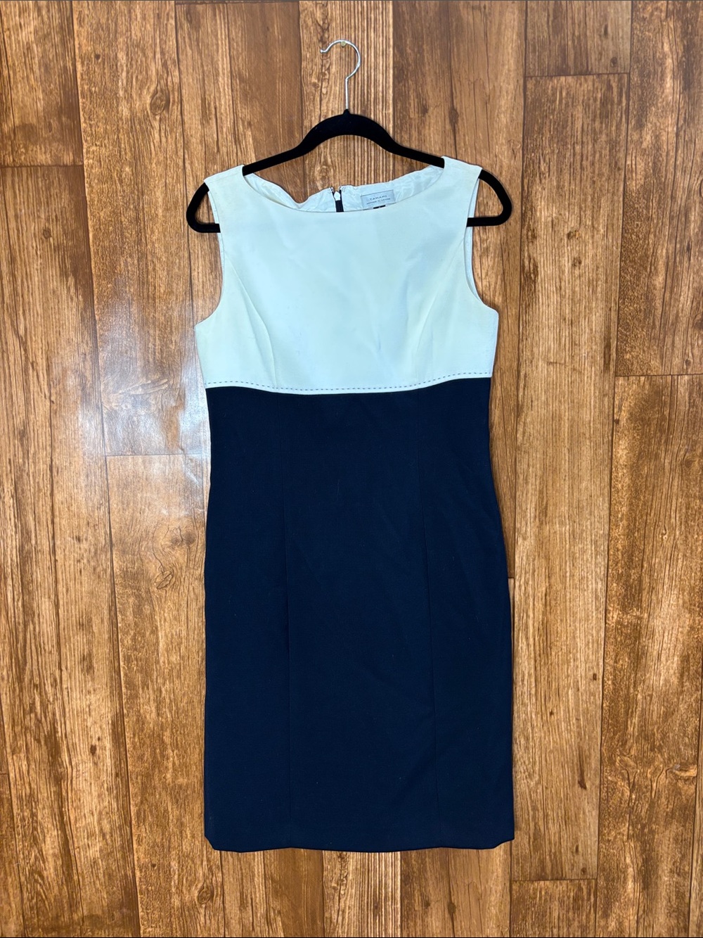 Tahari Navy and White Colorblock Sheath Dress